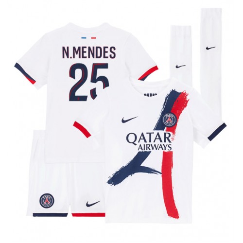 Paris Saint-Germain Nuno Mendes #25 Gostujuci Dres za djecu 2024-25 Kratak Rukav (+ Kratke hlače)